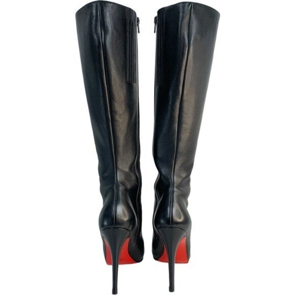 Christian Louboutin Ginevra Luxe Calf Buttery Black Leather Knee-High Boots 38 - Picture 10 of 15